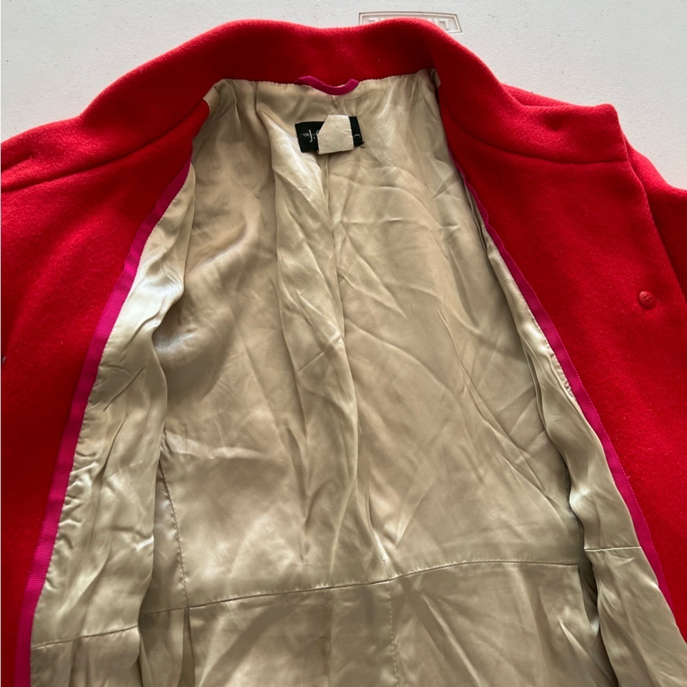 J. Crew Pea Coat Women Wool Blend Elegant Trench Jacket Old Money Red Sz 4 - Picture 12 of 14
